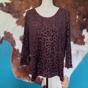 RAFAEL Deep Brown Textured Blouse